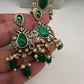 Jhumka Pattern Monilsa Beads Mehendi Finish Color Stone Necklace - Green