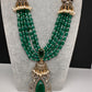 Jhumka Pattern Monilsa Beads Mehendi Finish Color Stone Necklace - Green