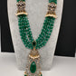 Jhumka Pattern Monilsa Beads Mehendi Finish Color Stone Necklace - Green