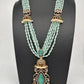 Jhumka Pattern Monilsa Beads Mehendi Finish Color Stone Necklace - MintGreen