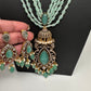 Jhumka Pattern Monilsa Beads Mehendi Finish Color Stone Necklace - MintGreen