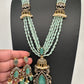 Jhumka Pattern Monilsa Beads Mehendi Finish Color Stone Necklace - MintGreen