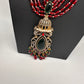 Jhumka Pattern Monilsa Beads Mehendi Finish Color Stone Necklace - Navratan