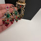 Jhumka Pattern Monilsa Beads Mehendi Finish Color Stone Necklace - Navratan