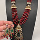 Jhumka Pattern Monilsa Beads Mehendi Finish Color Stone Necklace - Navratan