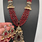 Jhumka Pattern Monilsa Beads Mehendi Finish Color Stone Necklace - Red