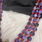 Peaock Pattern Monilsa Beads Mehendi Finish Color Stone Necklace - Purple