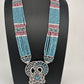 Silver Finish Onyx Beads Color Stone Necklace - Blue