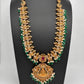 Peacock Matte Green Beads Pearls Goddess Lakshmi Long Necklace