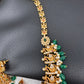 Peacock Matte Green Beads Pearls Goddess Lakshmi Long Necklace