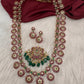 Kempu Bottu Mala with detachable Pendent  Green Beads Pearls Ethnic Long Necklace