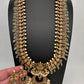 Chandbali Cluster Pearls Peacock Goddess Lakshmi Kemp Long Necklace