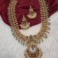 Chandbali Cluster Pearls Peacock Goddess Lakshmi Kemp Long Necklace