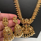 Goddess Lakshmi Matte Long Necklace With Jhumkas