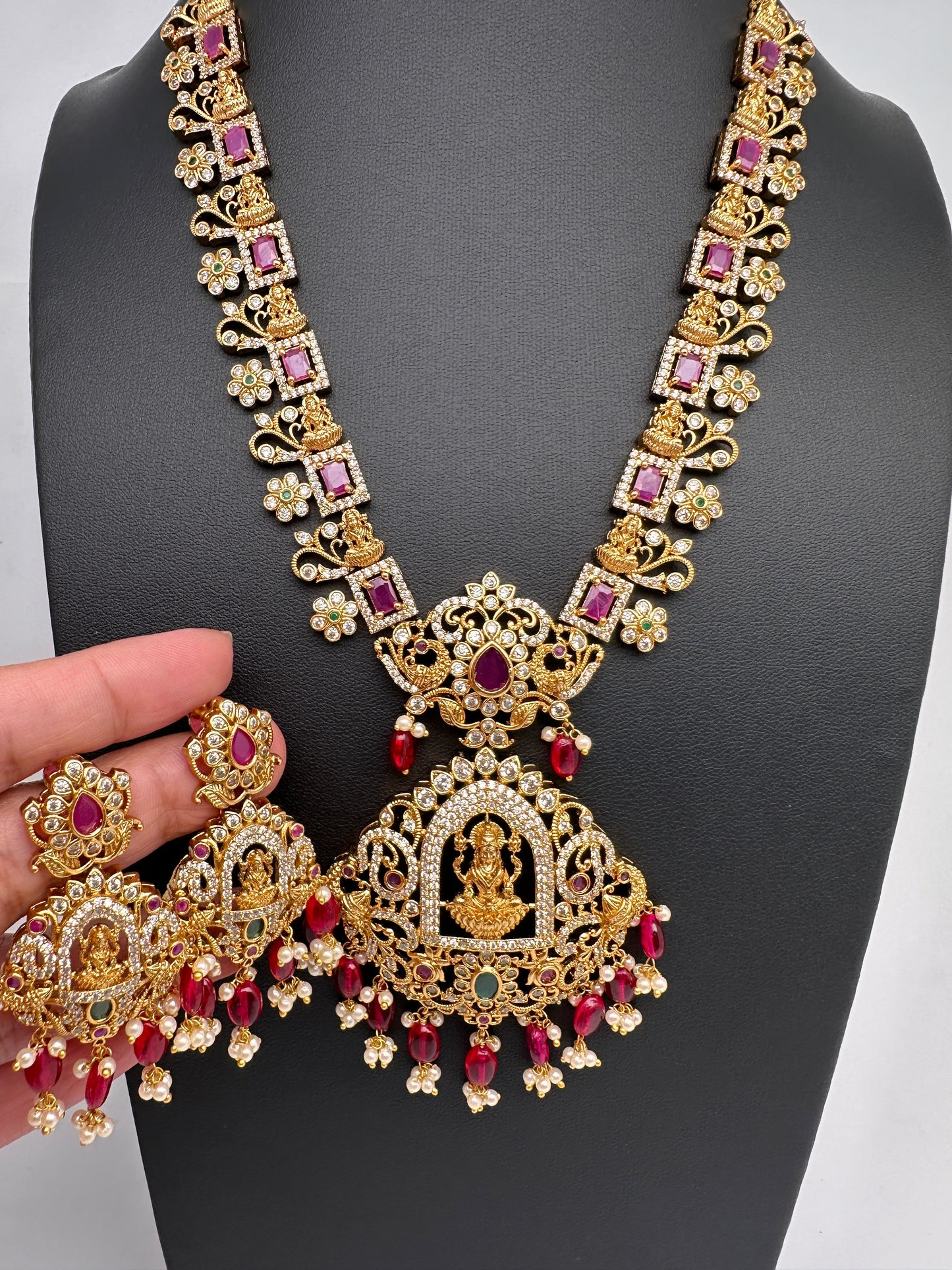 Goddess Lakshmi Red Stone Red beads Necklace