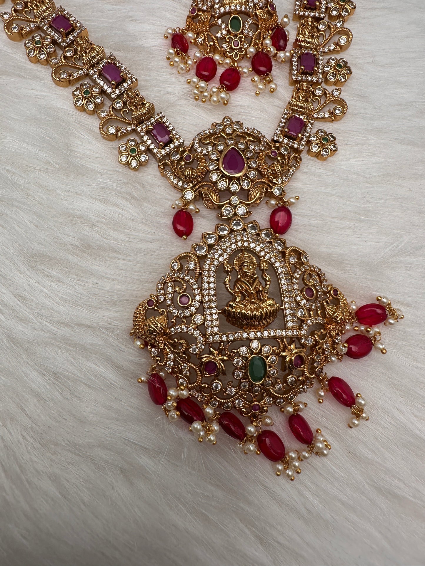 Goddess Lakshmi Red Stone Red beads Necklace