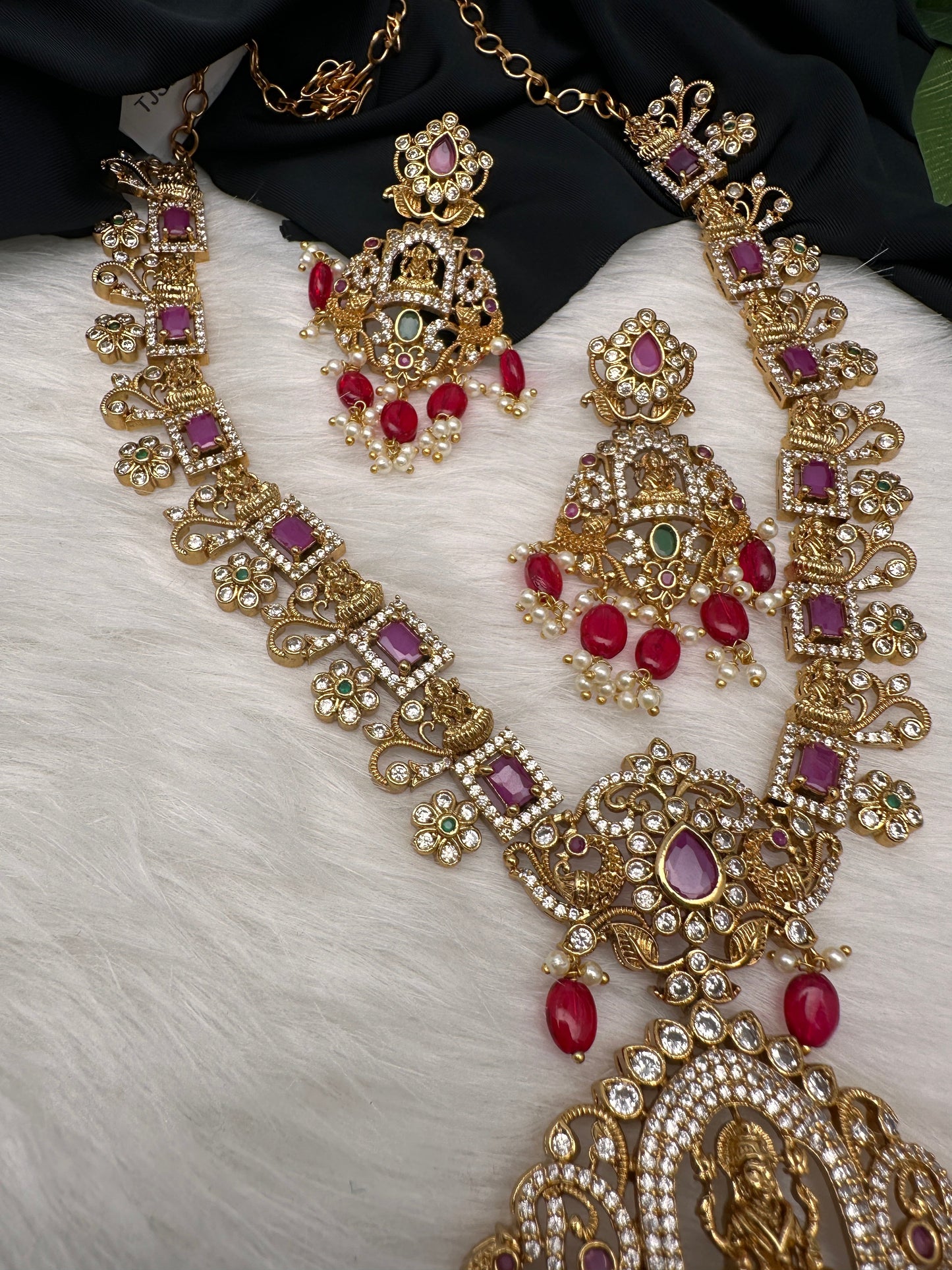 Goddess Lakshmi Red Stone Red beads Necklace