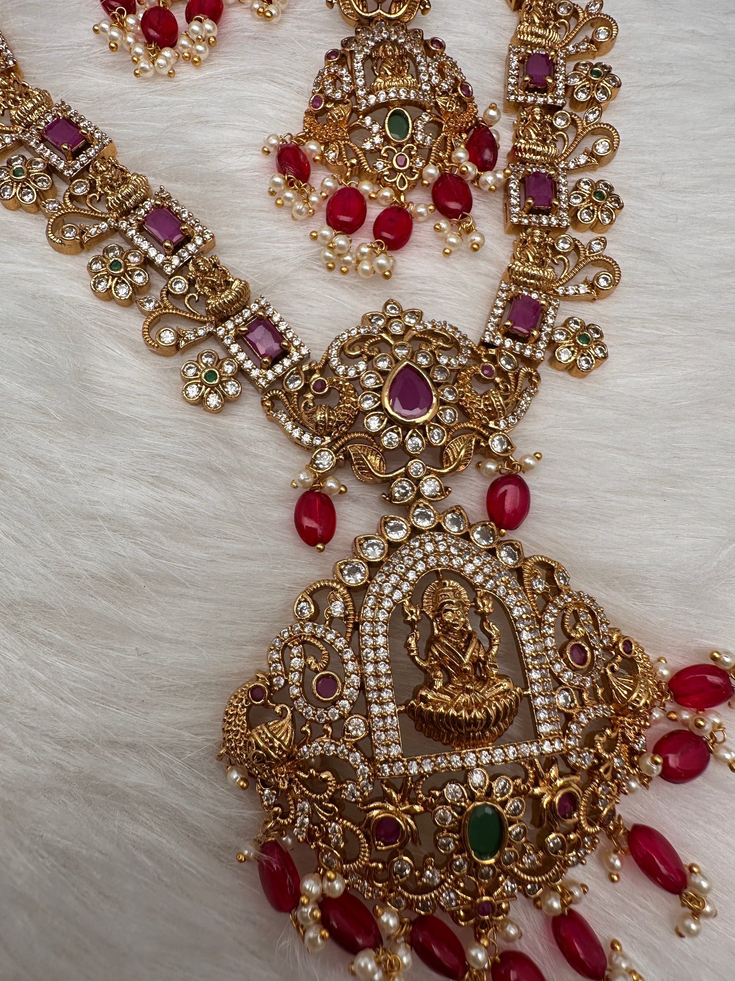 Goddess Lakshmi Red Stone Red beads Necklace