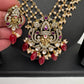 Balaji Color Stone Nakshi Short Necklace - Red