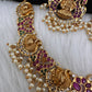 Goddess Lakshmi Kempu Pearls Short Guttapusalu Necklace