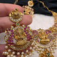 Goddess Lakshmi Kempu Pearls Short Guttapusalu Necklace