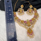 Goddess Lakshmi Kempu Pearls Short Guttapusalu Necklace