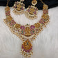 Goddess Lakshmi Kempu Pearls Short Guttapusalu Necklace