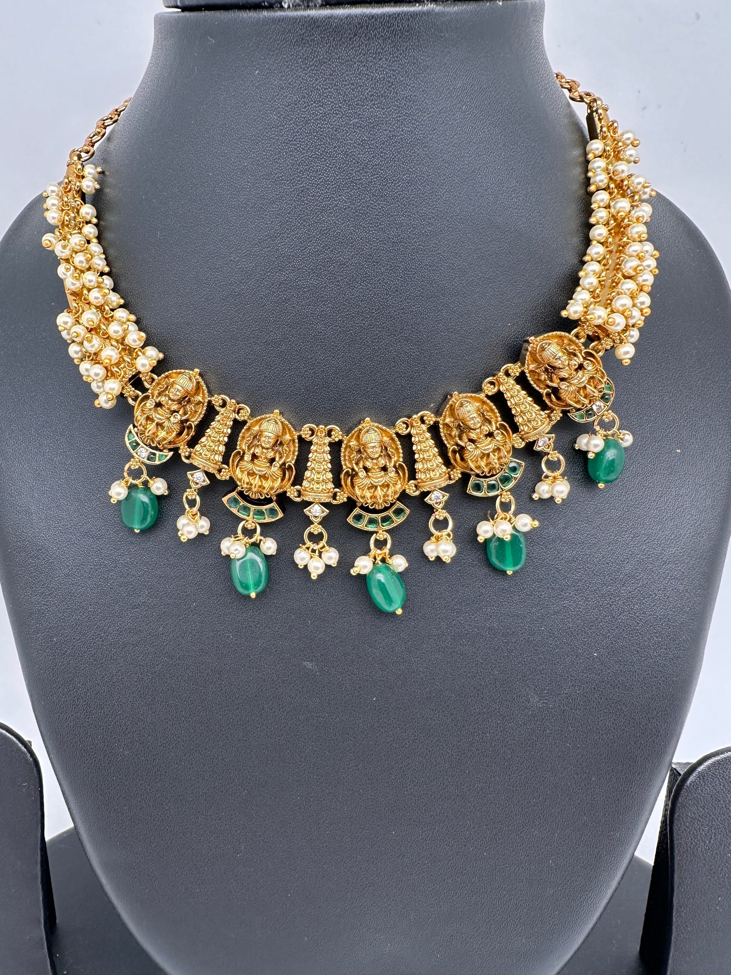 Cluster Pearls Goddess Lakshmi Kanthi Neckline Necklace