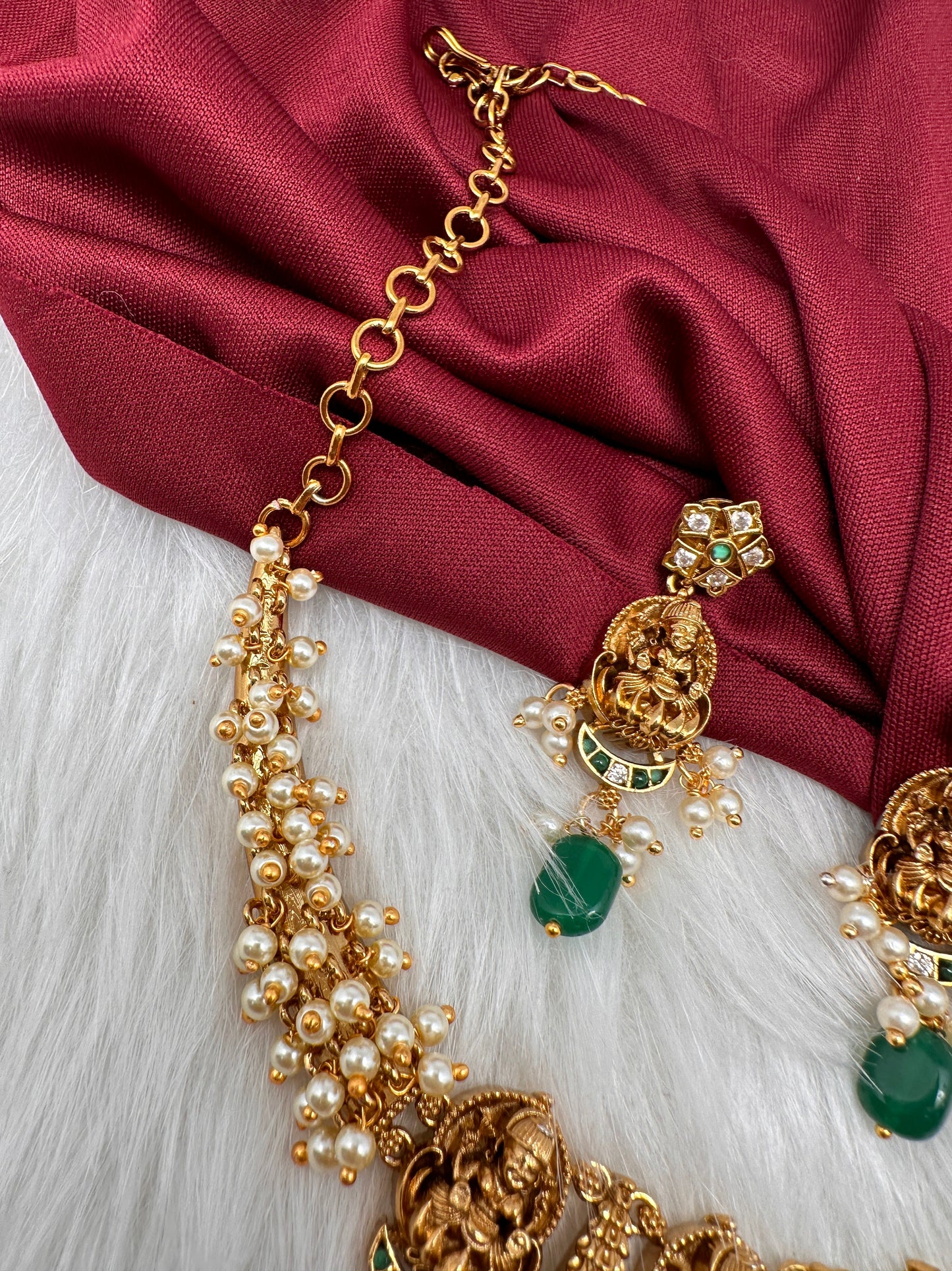 Cluster Pearls Goddess Lakshmi Kanthi Neckline Necklace