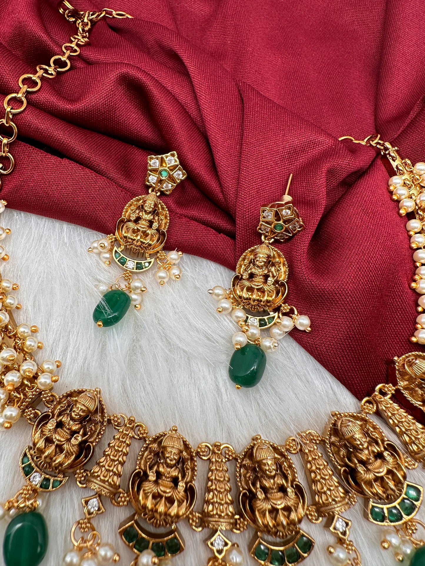 Cluster Pearls Goddess Lakshmi Kanthi Neckline Necklace