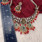 Victorian Antique Finish Coral Goddess Lakshmi Moissanite Short necklace