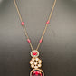 Moisaanite Ad Color Stone Chain Dainty Necklace - Red