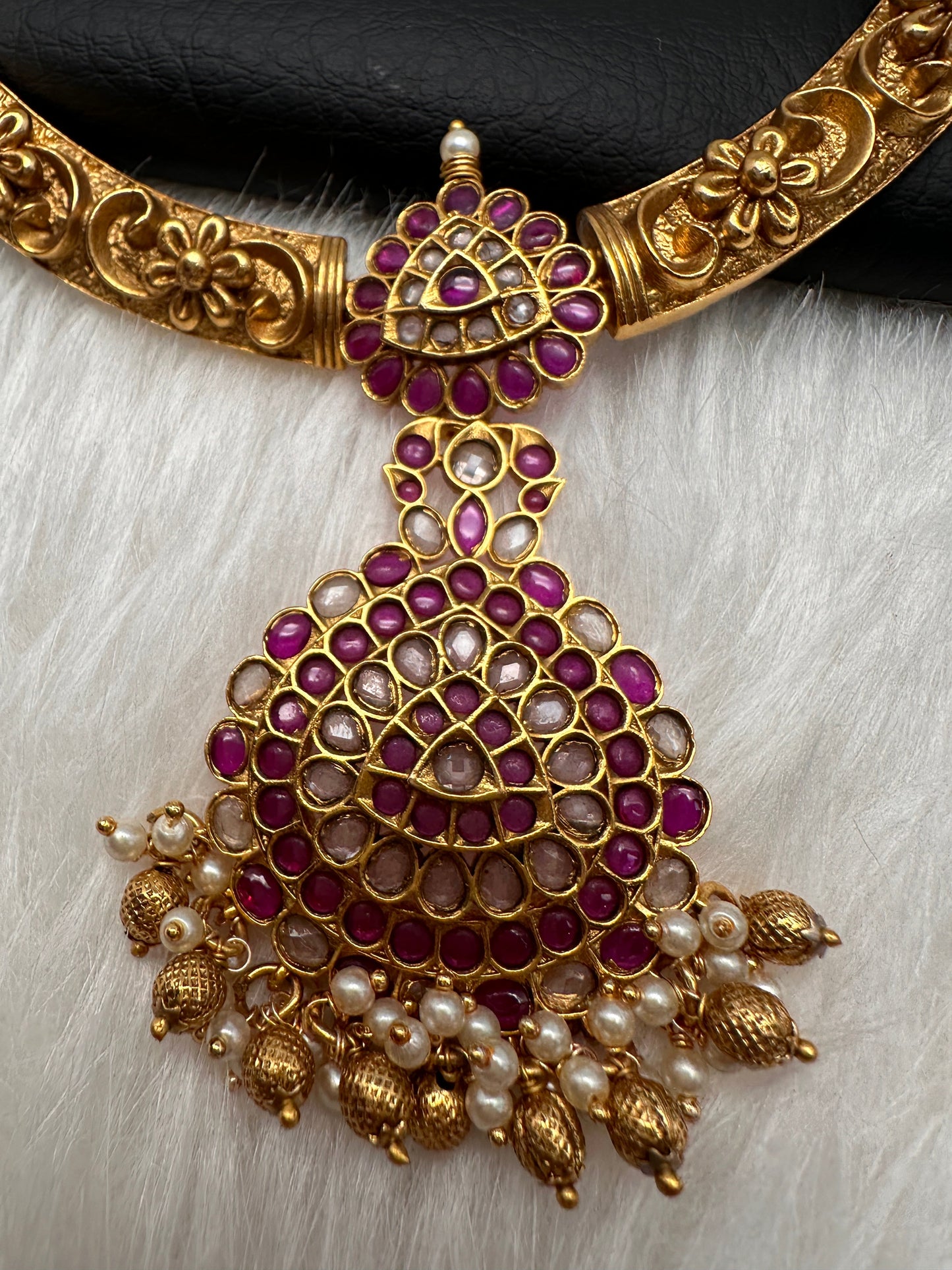 Matte Nakshi Kanthi Necklace in Antique Finish