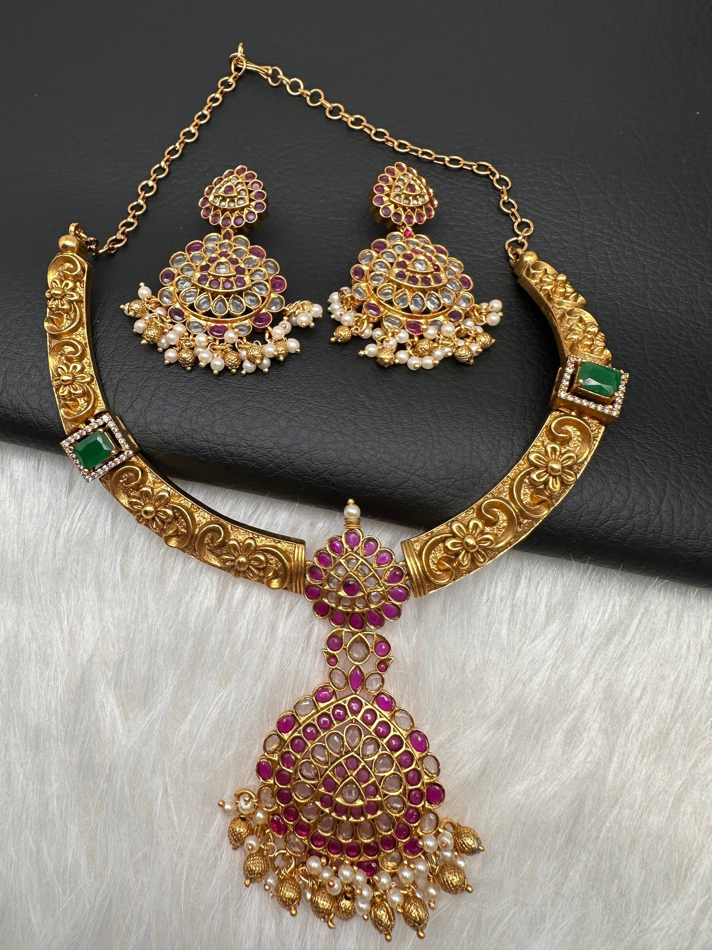 Matte Nakshi Kanthi Necklace in Antique Finish