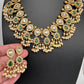 CZ Green Stone Pearls Guttapusalu Necklace