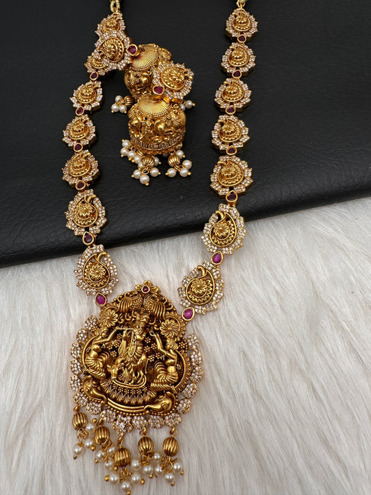 Nakshi Matte Krishna Necklace with Jhumkas