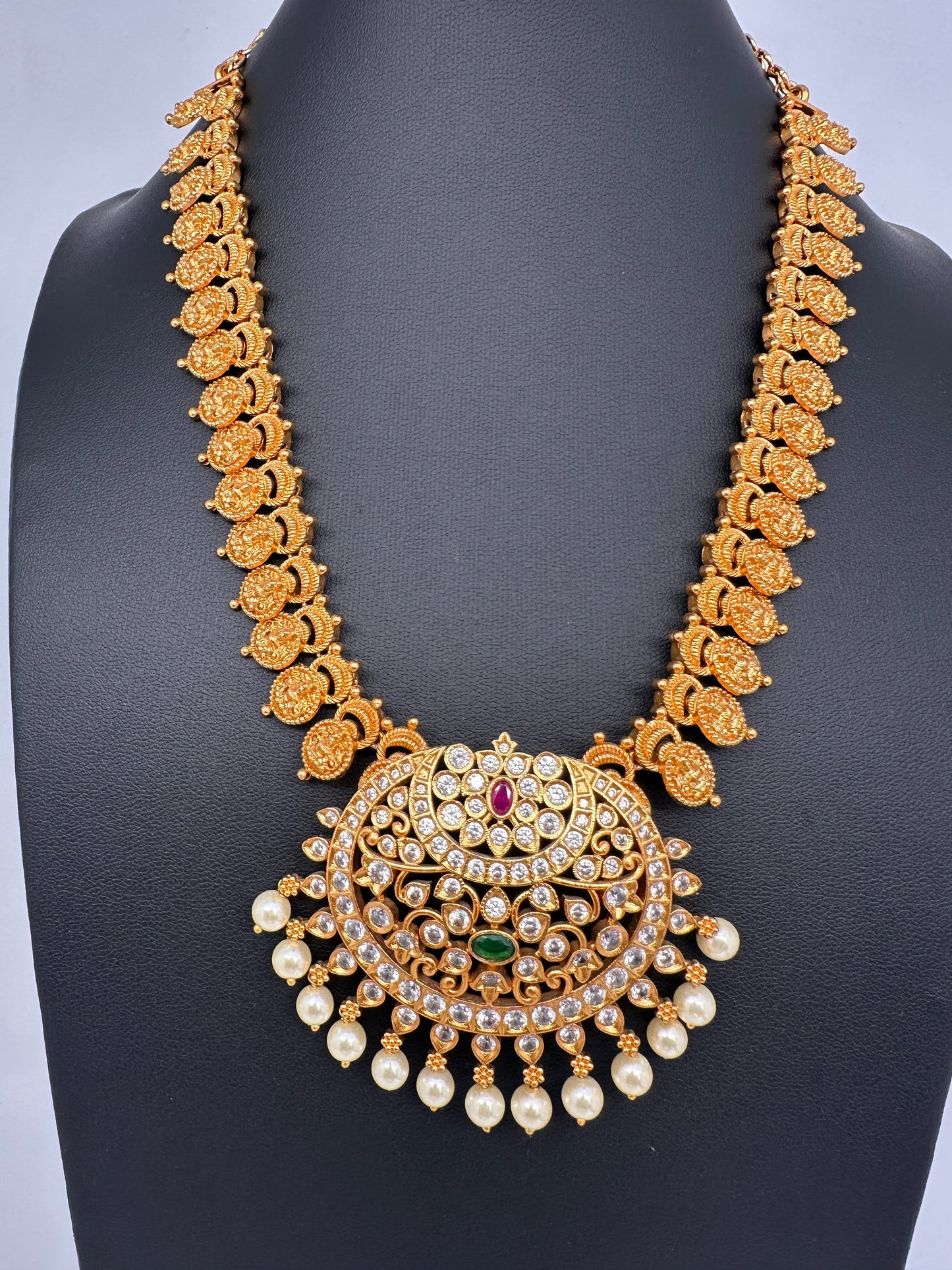 Matte Goddess lakshmi Chandbali Necklace