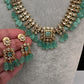 Matte Goddess Lakshmi Color Stone Dainty Necklace - LightGreen