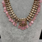 Matte Goddess Lakshmi Color Stone Dainty Necklace - Pink