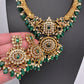 Matte Nakshi Kanthi Color Stone Necklace - Green