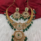 Matte Nakshi Kanthi Color Stone Necklace - Green