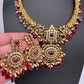 Matte Nakshi Kanthi Color Stone Necklace - Red