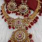 Matte Nakshi Kanthi Color Stone Necklace - Red