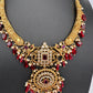 Matte Nakshi Kanthi Color Stone Necklace - Red