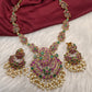 Red Green Kempu Peacock Short Necklace