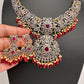 AD Red Stone Red Beads Dual Polish Neckline Necklace