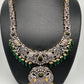 Polki AD Green Stone Green Beads Dual Polish Long Necklace