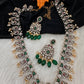 Moissanite Mango Pattern Color Stone Long Guttapusallu Necklace - Green