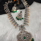 Moissanite Mango Pattern Color Stone Long Guttapusallu Necklace - Green