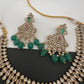 Polki Victorian green Beads Short Necklace